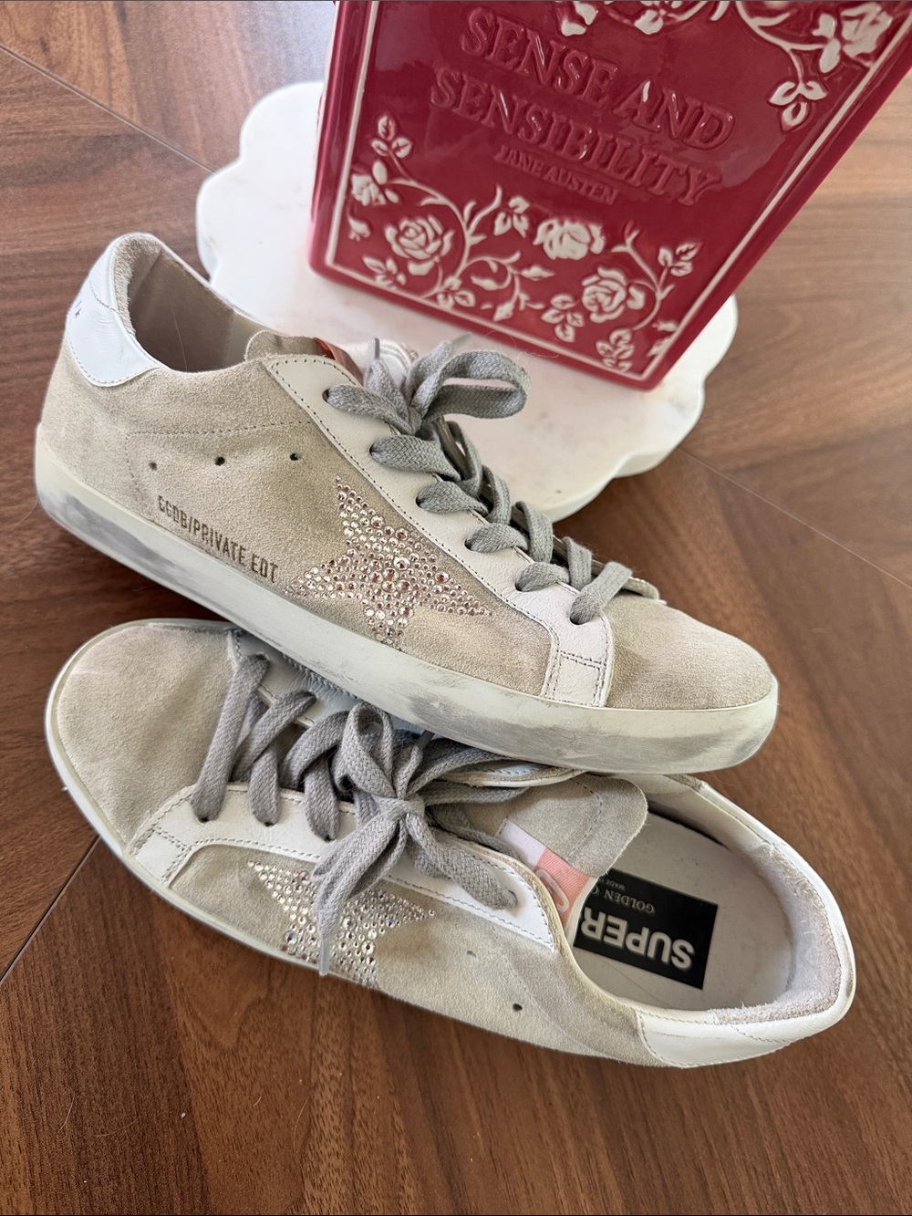 Authentic Golden Goose Suede Sneakers with Crystal Star Private Edition - 37/7